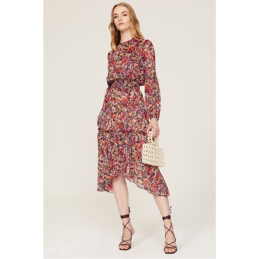 Misa Los Angeles Floral Long Sleeve Midi Dress